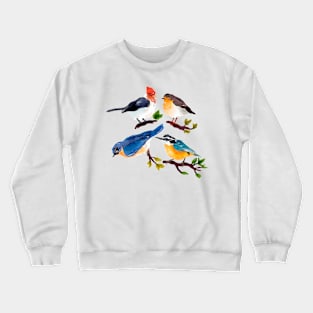 Autumn Birds Hand Drawn Watercolor Crewneck Sweatshirt